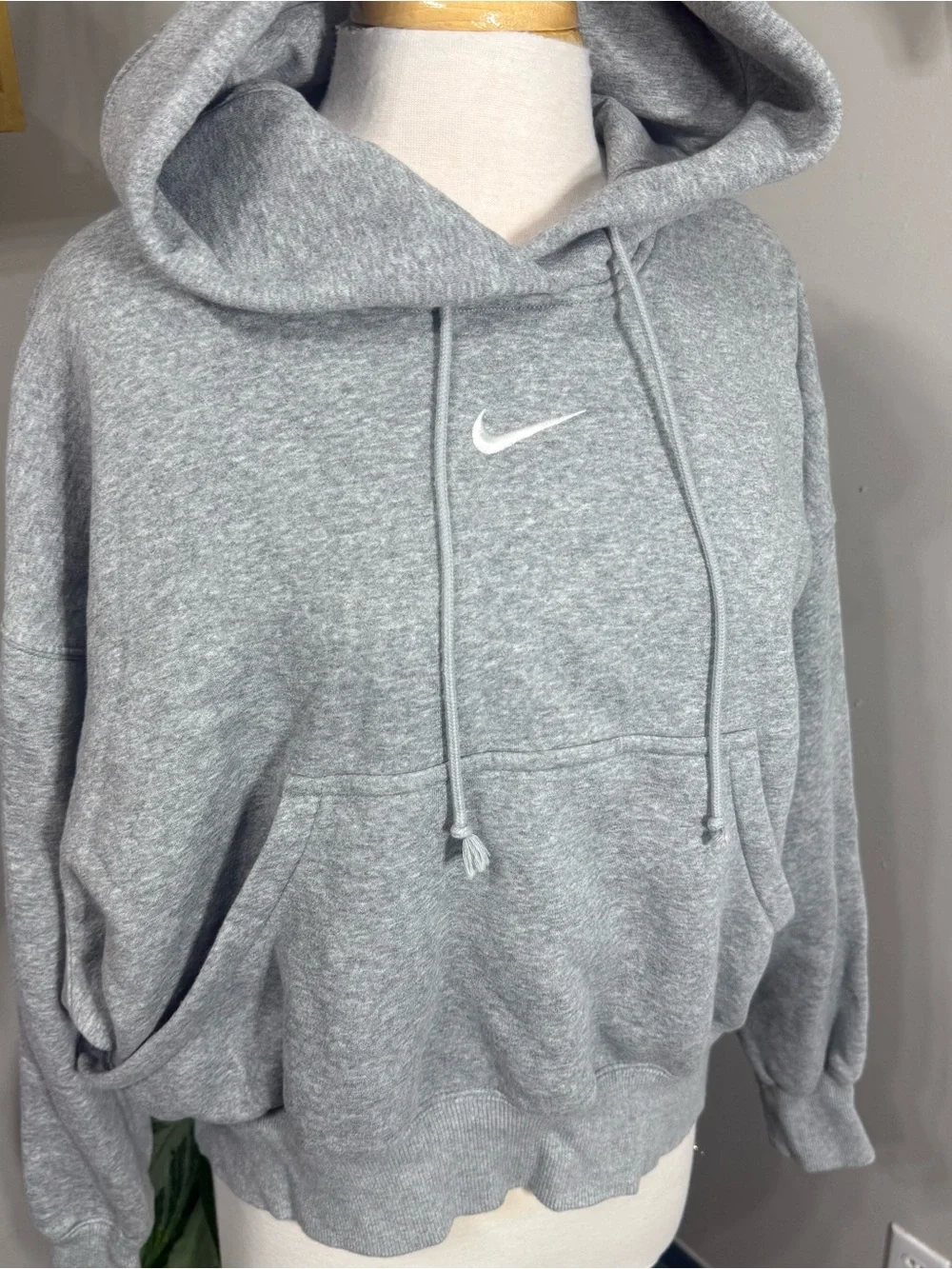 Nike Phoenix Fleece Women’s Small Oversized Pullover Hoodie Gray Swoosh